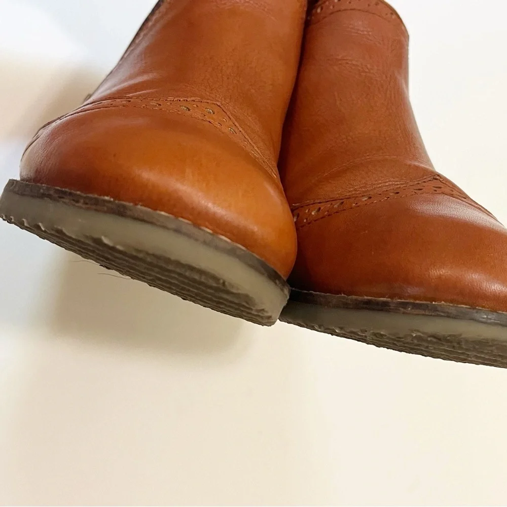 Mini Boden Brown Leather Brogue Chelsea Ankle Boots. Elastic Side. Youth 6